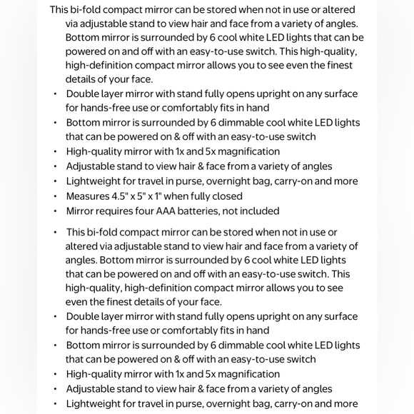 GLO TECH LED COMPACT Mirror 1X & 10X Magnification 4” BLACK -new - Picture 4 of 4